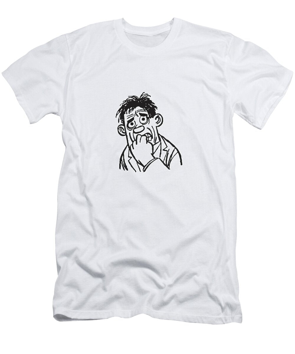 Nervous Man Biting Fingernails Csa Images T-Shirt