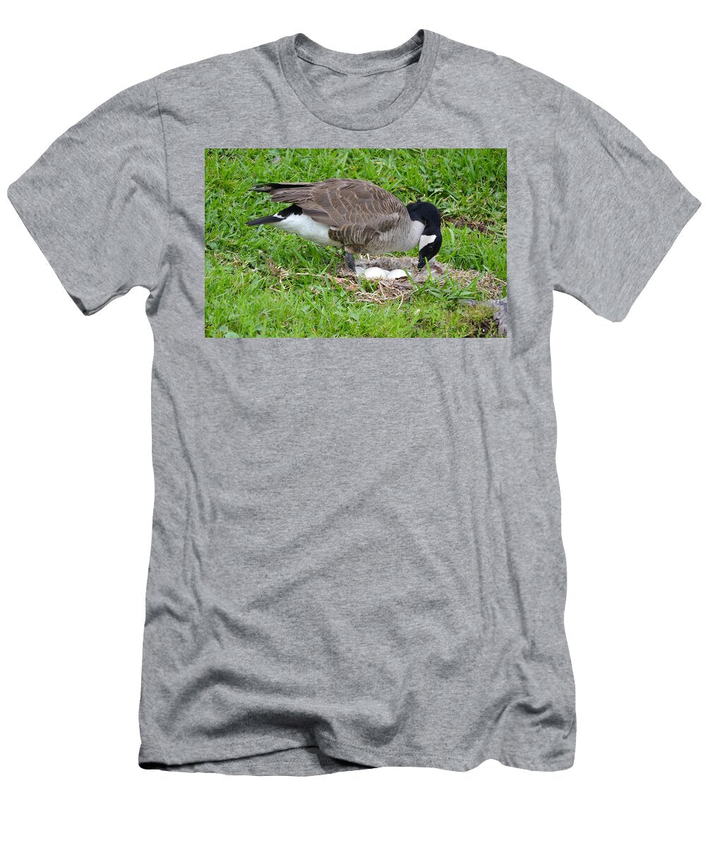 Nesting Canada Goose with Eggs Richard Bryce and Family T-Shirt