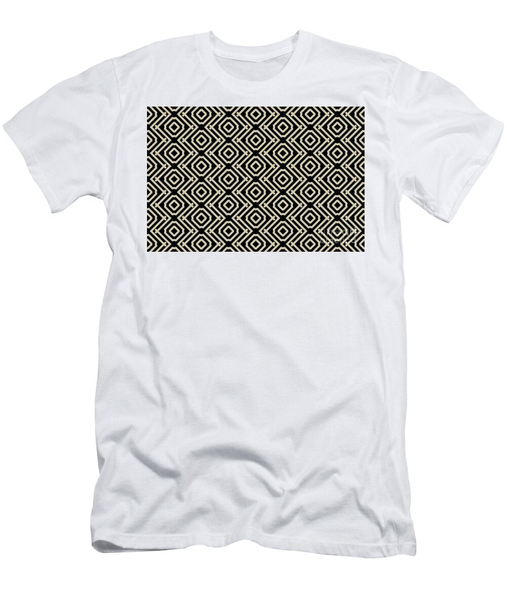 Neutral Beige and Black Vertical Diamond Pattern Petite Pattern Minimal Graphic Designs T-Shirt