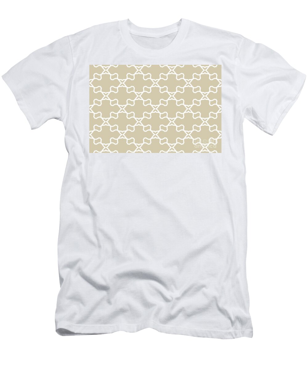 Neutral Beige and White Ornamental Shape Pattern 3 Petite Pattern Minimal Graphic Designs T-Shirt