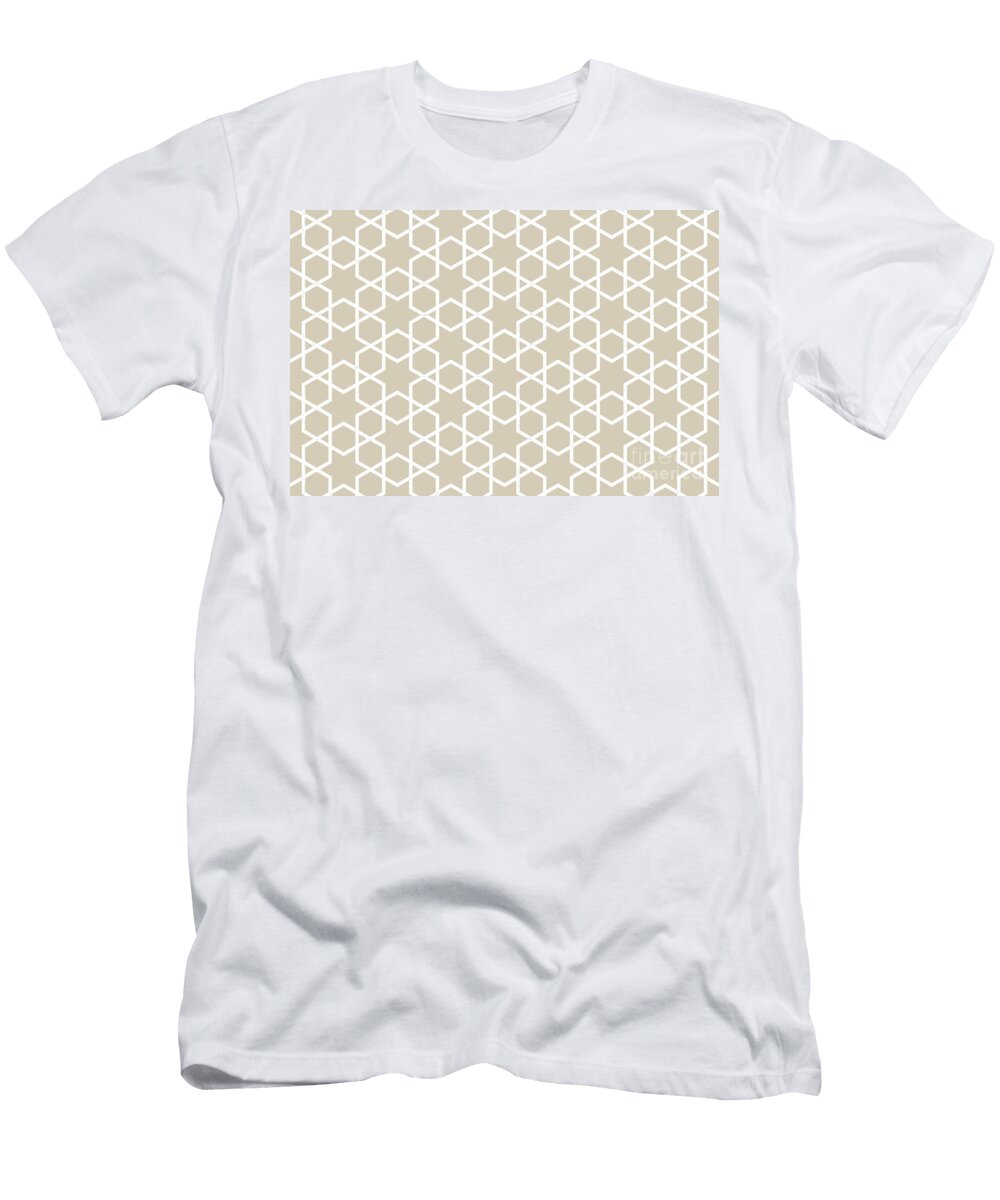 Neutral Beige and White Tessellation Pattern 14 Petite Pattern Minimal Graphic Designs T-Shirt