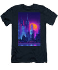 New York City Neon Skyline Retro Sun Empire State View Skylinevistas T-Shirt
