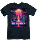 New York City Skyline in Vaporwave Neon with Retro Typography Hakim Degou T-Shirt