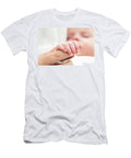 Newborns Tiny Hand Clutches Mothers Finger Concept of Maternal Bond and Love Maria Kray T-Shirt