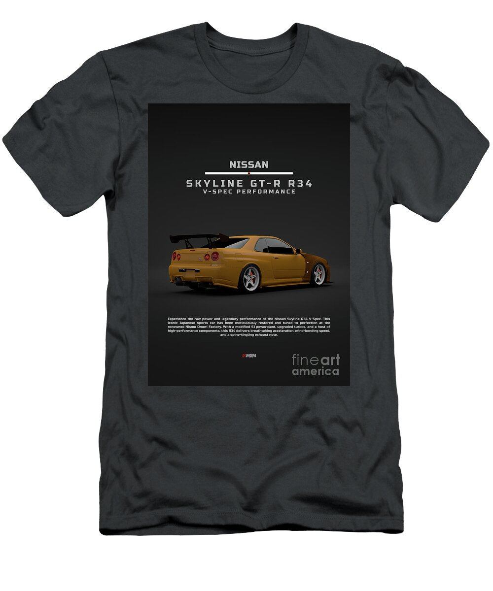 Nissan Skyline R34 V Spec Performance Back Orange Mihai Maxim T-Shirt