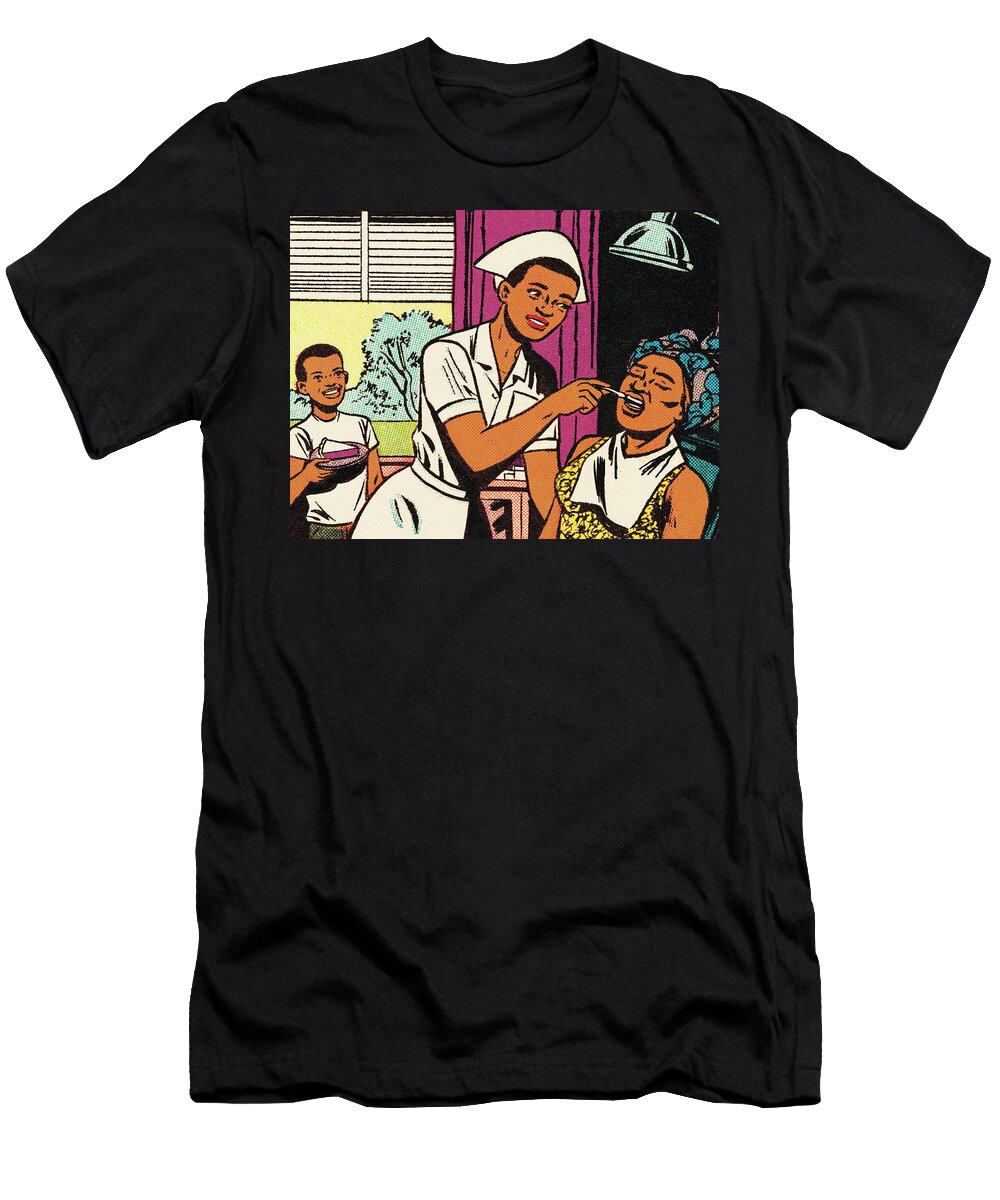 Nurse Taking Temperature of a Woman Csa Images T-Shirt