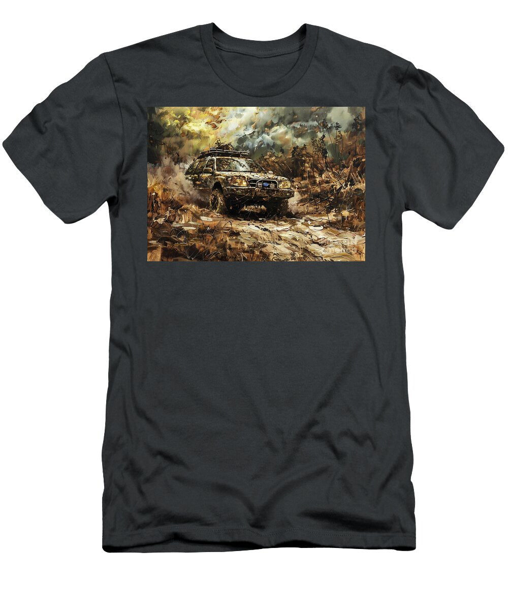 Off Road Adventure Suv in a Dusty Forest Clark Leffler T-Shirt