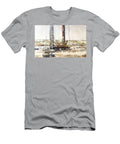 Oil and Gas Art Oilfield Art Day in the Permian Painting Oilfield Oilandgas Oilfieldart Oilandgasart Oilrig Workintheoilfiled Oilworkers Oildrilling Oilextraction Asia Box Building Caofeidian N Akkash T-Shirt