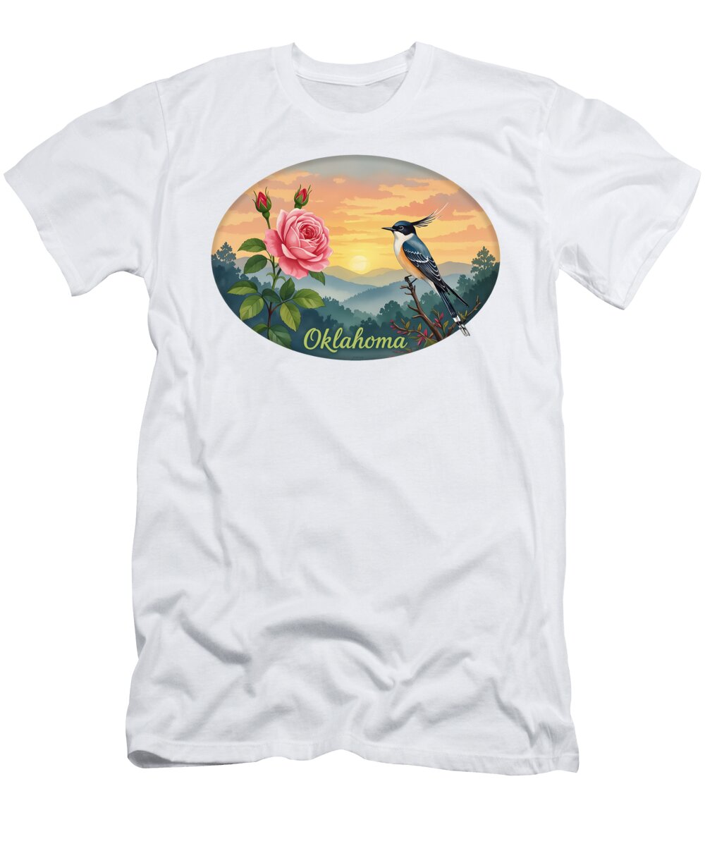 Oklahoma Bird and Rose Greg Joens T-Shirt