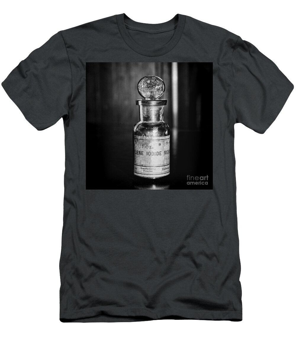 Old Fashion Methylene Iodide Bottle Lab Work Square Black and White Paul Ward T-Shirt