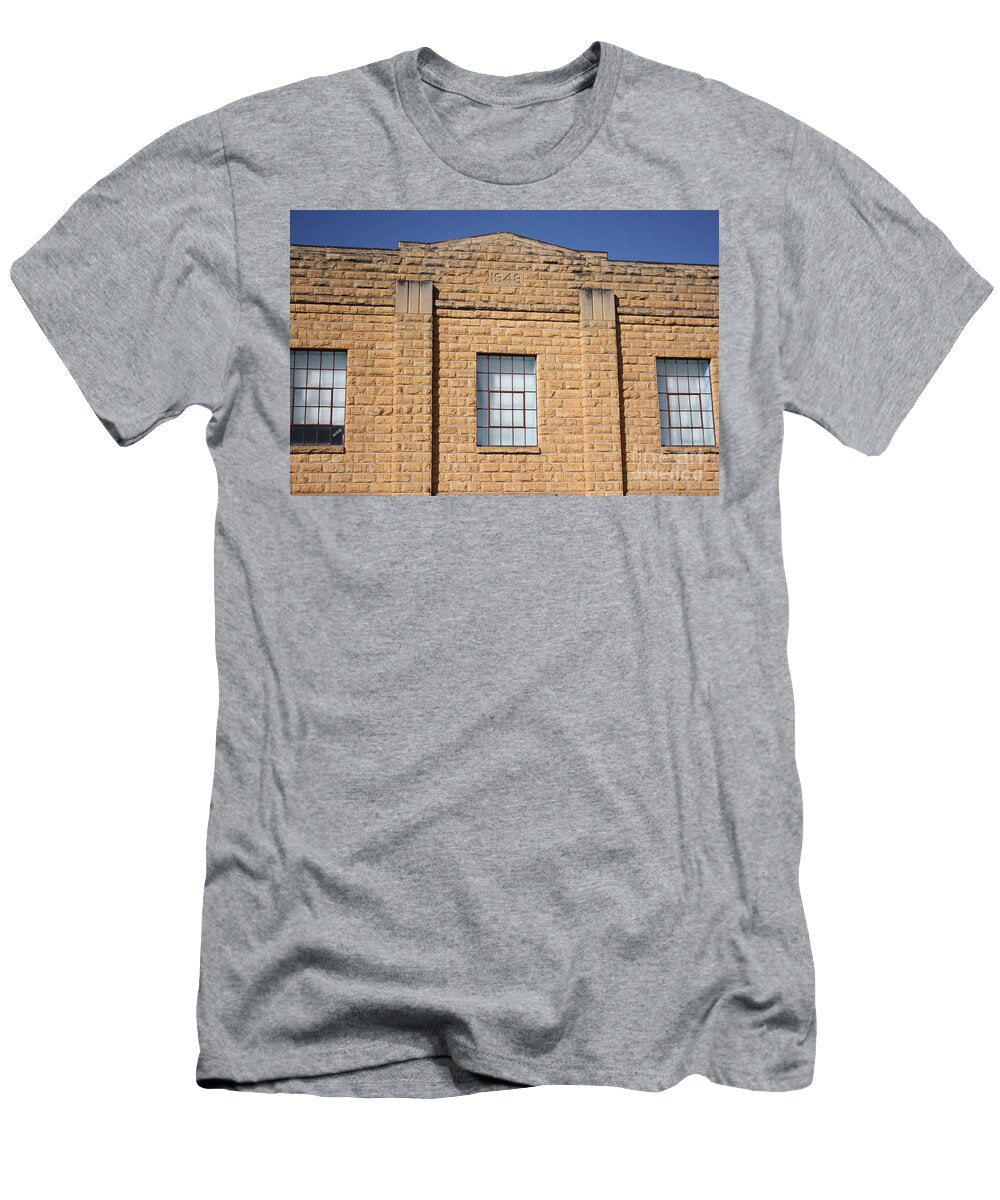 Old Limestone School Gymnasium with Blue Sky Robert D Brozek T-Shirt