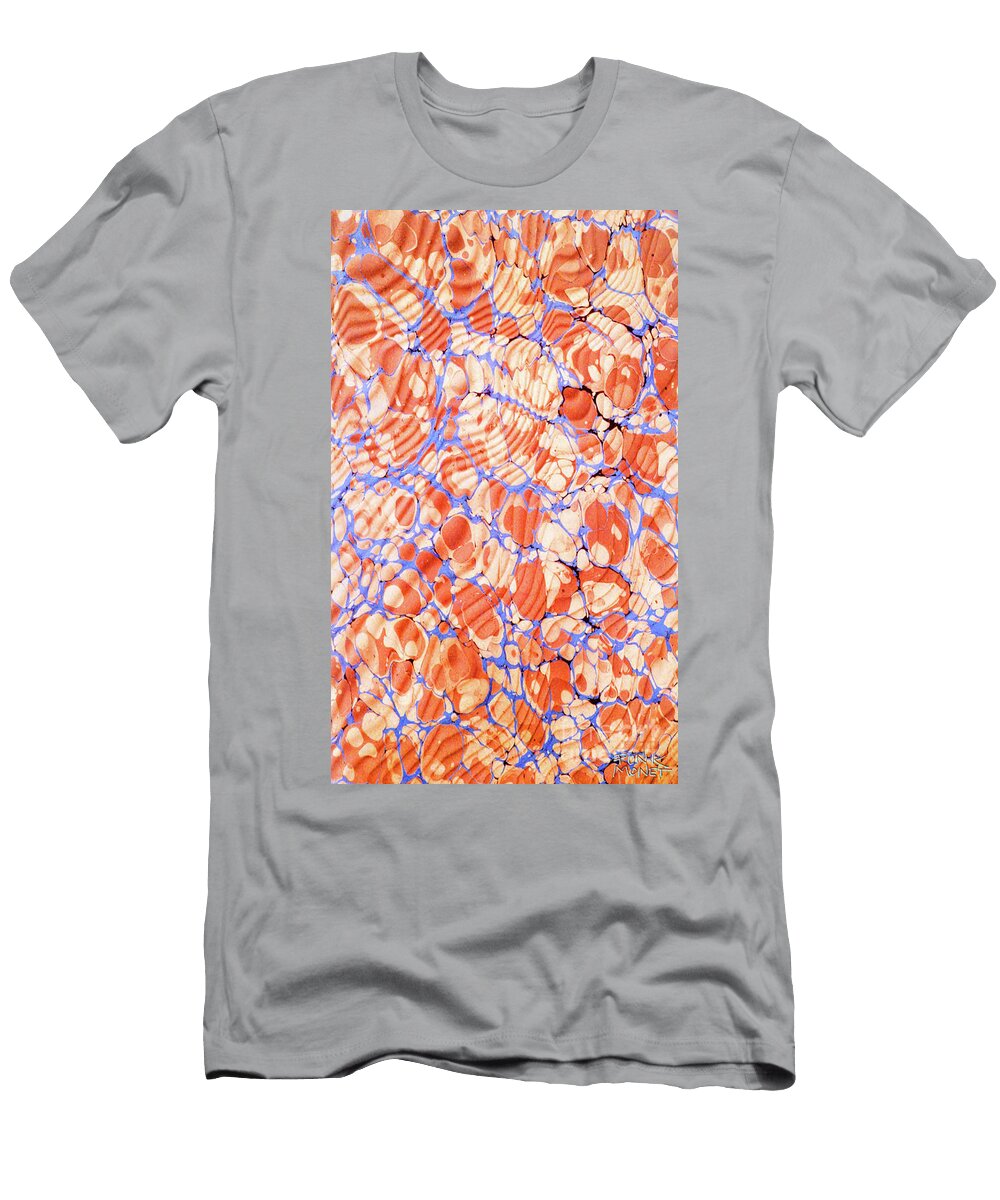 Old Papers No 28450 Deckle Waves Orange Tangerine with Blue Lavender Punk Monet T-Shirt
