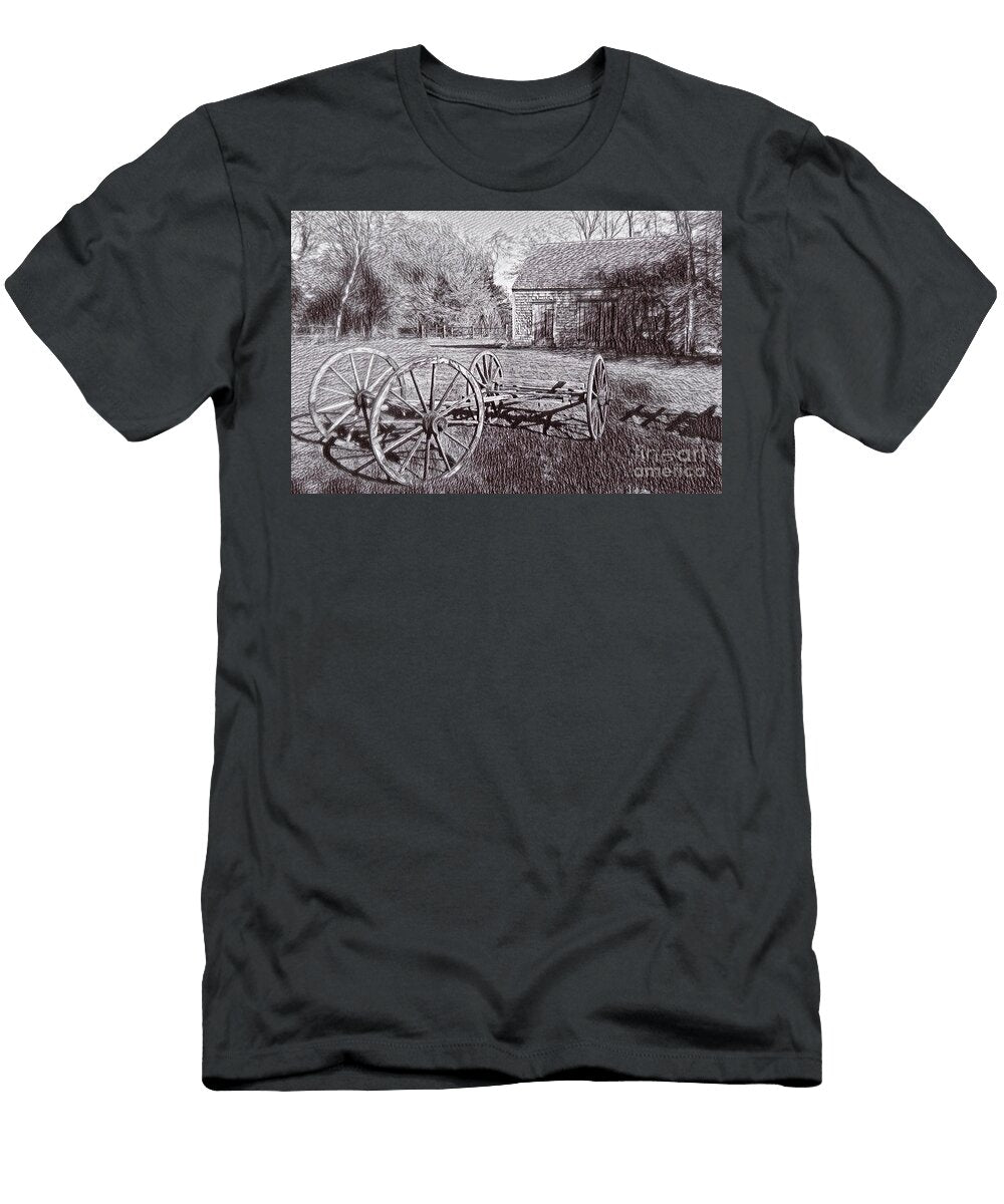 Old Wagon Chassis Drawing John Malone T-Shirt