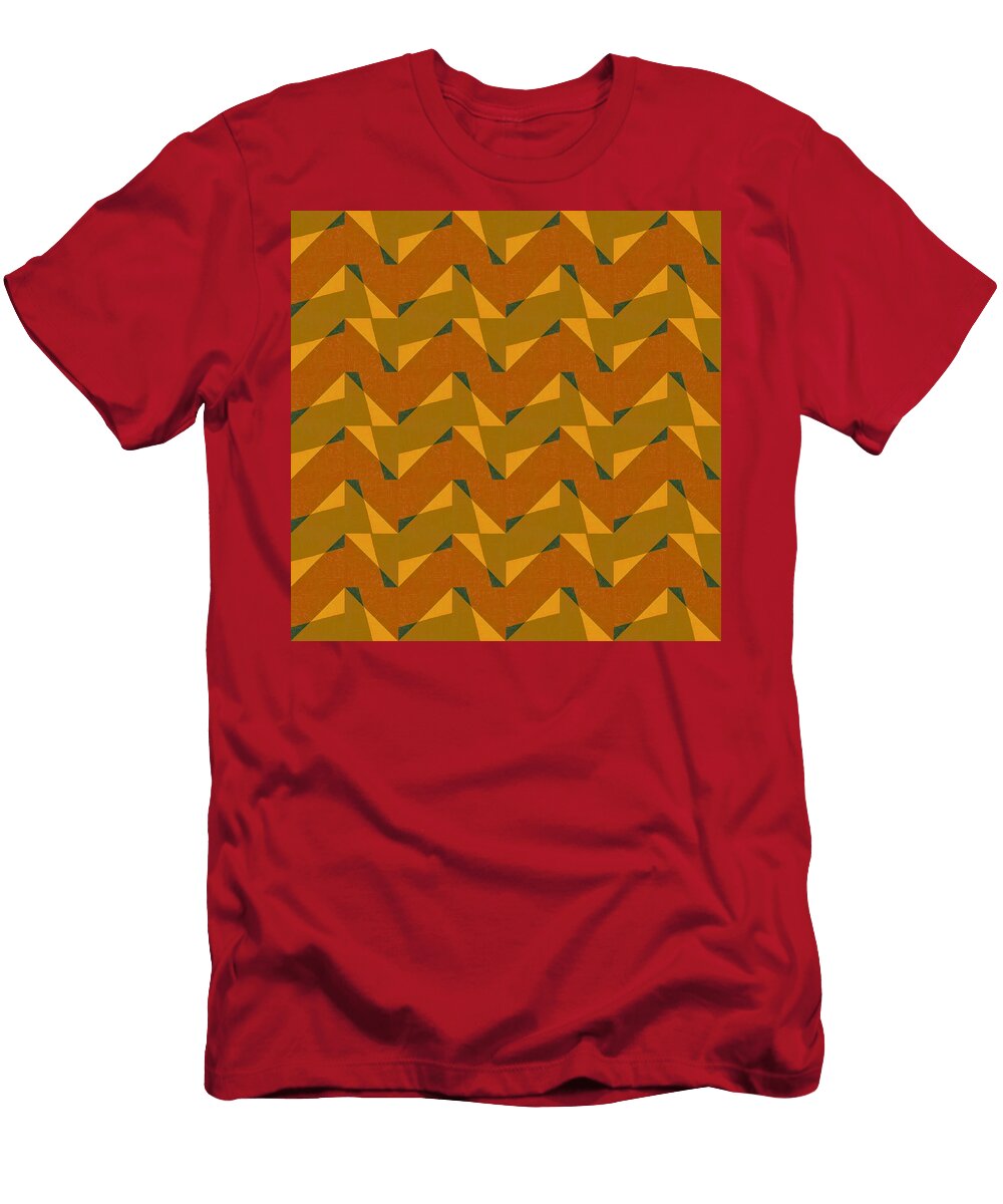 Olive Green and Orange Chevron Collage Michelle Calkins T-Shirt