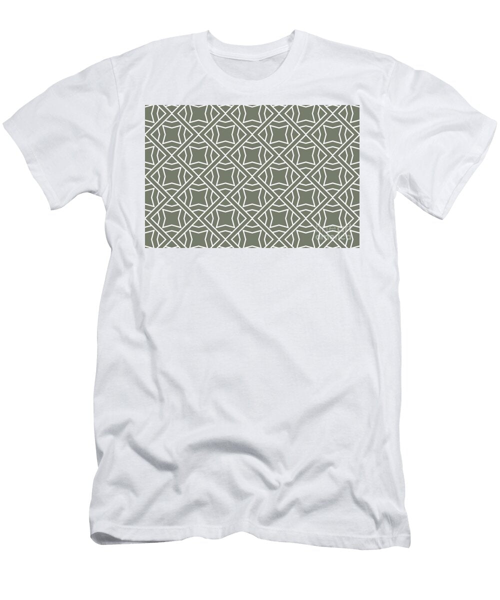 Olive Green and White Stripe Cube Tile Pattern 2 Petite Pattern Minimal Graphic Designs T-Shirt