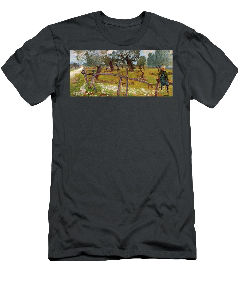 Olive Grove with Peasant Mario Puccini T-Shirt