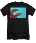 Opened Adjustable Plumber Wrench with Peeling Red Paint on Blue Dorin Puha T-Shirt