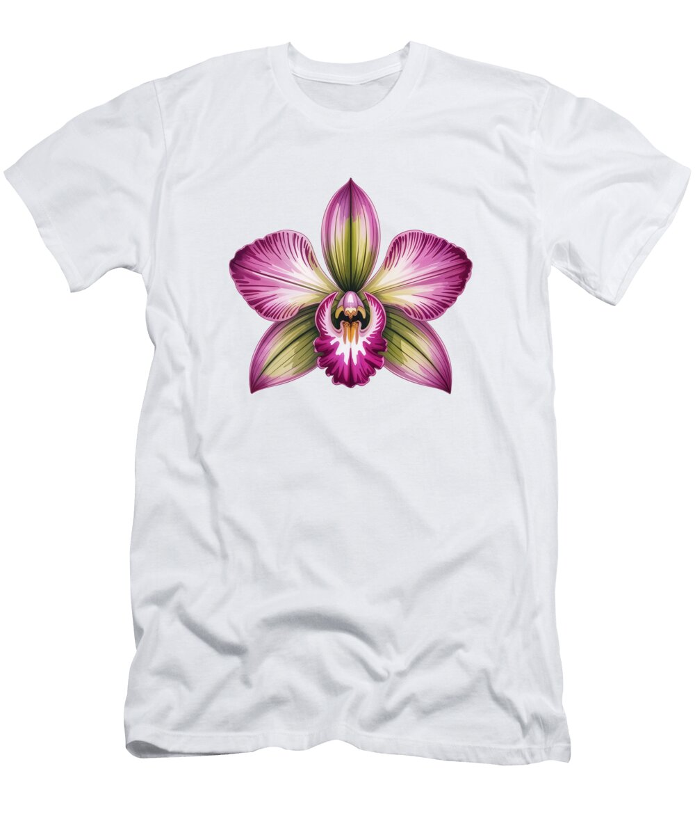 Orchid Blossom on Neutral Background Joanna Redesiuk T-Shirt
