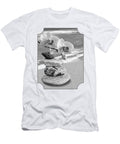 Orchids and Pebbles on the Sand in Black and White Gill Billington T-Shirt