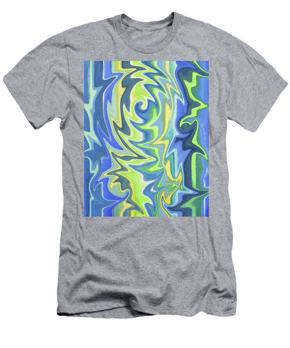 Organic Abstract Swirls Cool Blues Irina Sztukowski T-Shirt