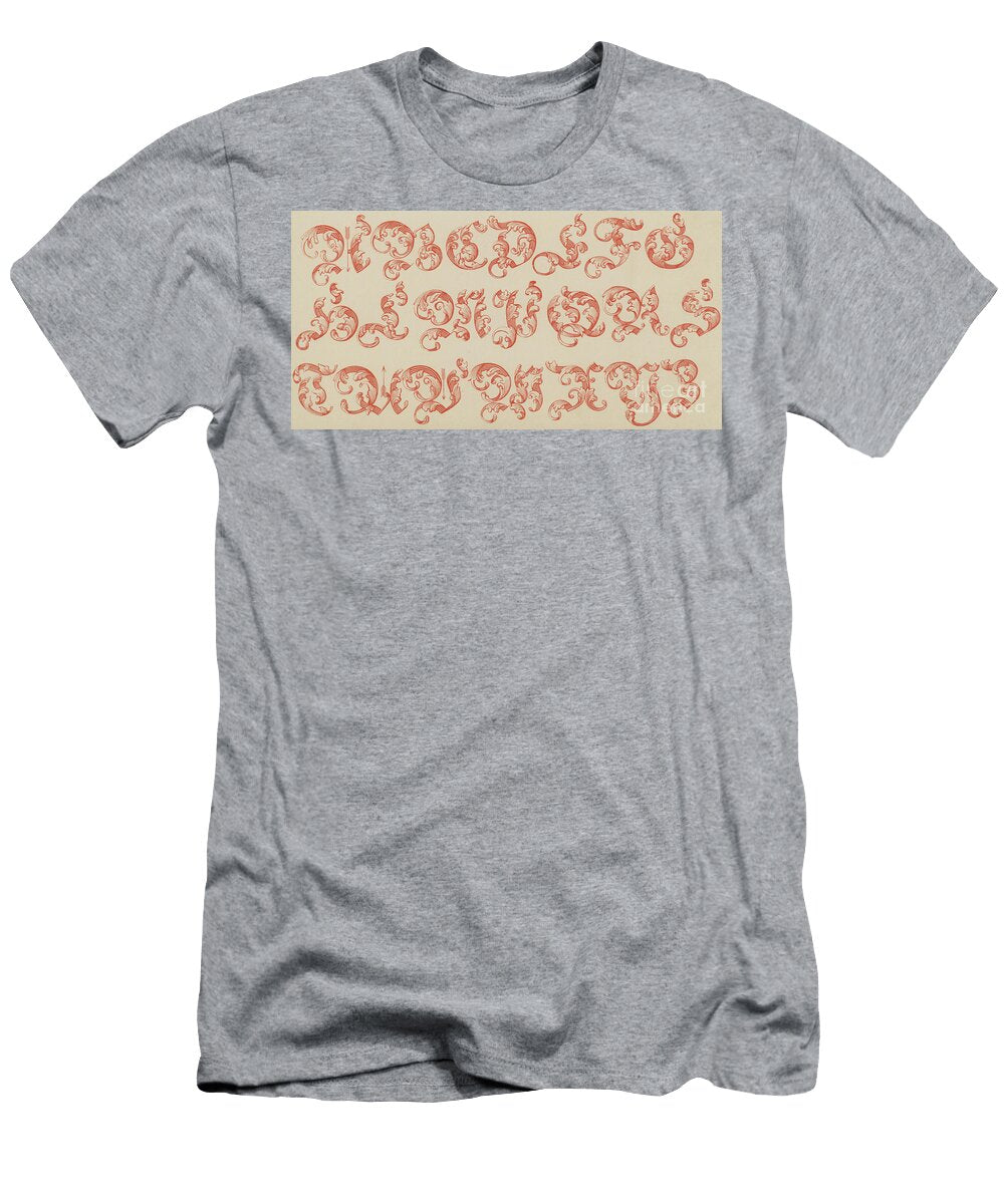 Ornamental German Large Red Font English School T-Shirt