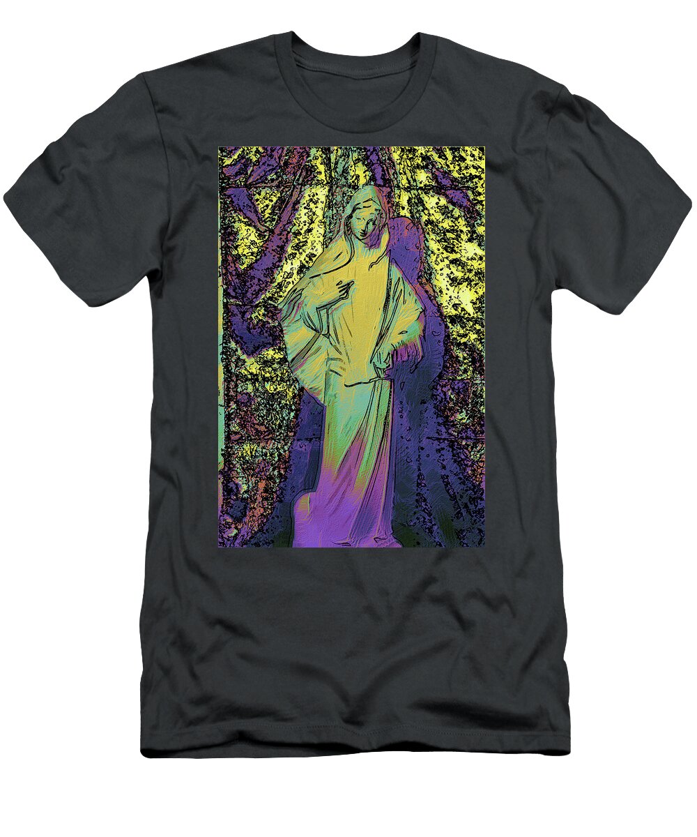 Our Lady of Medjugorje Waffle Pattern Pop Art Contemporary Sacred Vivida Photo T-Shirt