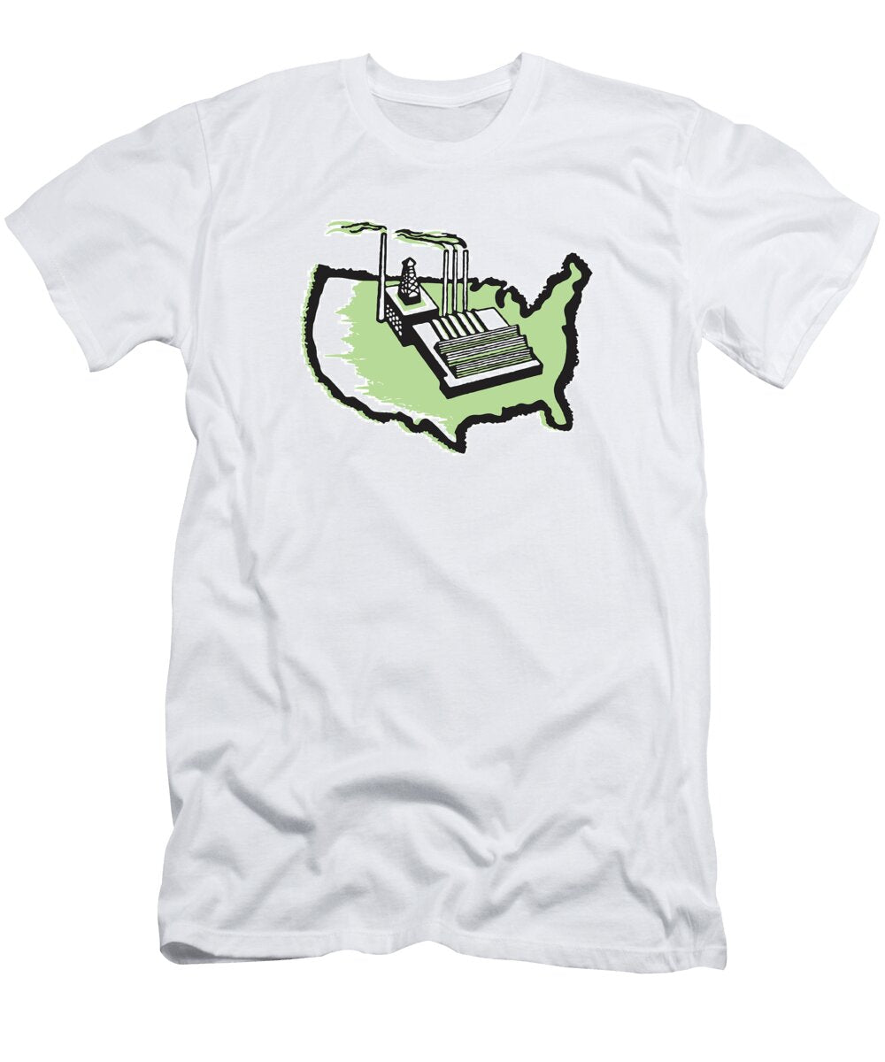 Outline of USA with Factory Csa Images T-Shirt