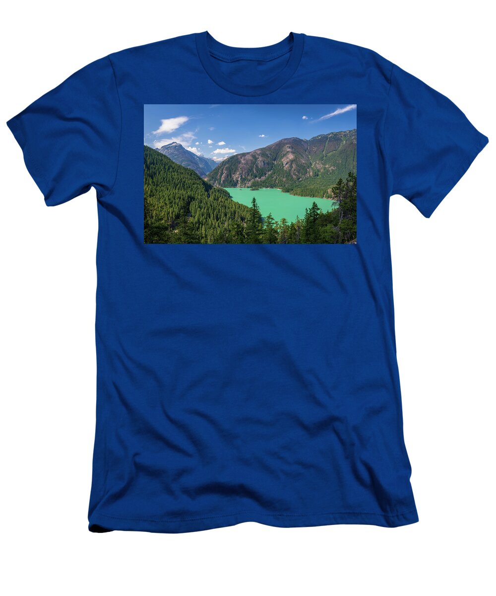 Overlook of Diablo Lake in North Cascades From Thunder Knob Trai Steven Heap T-Shirt