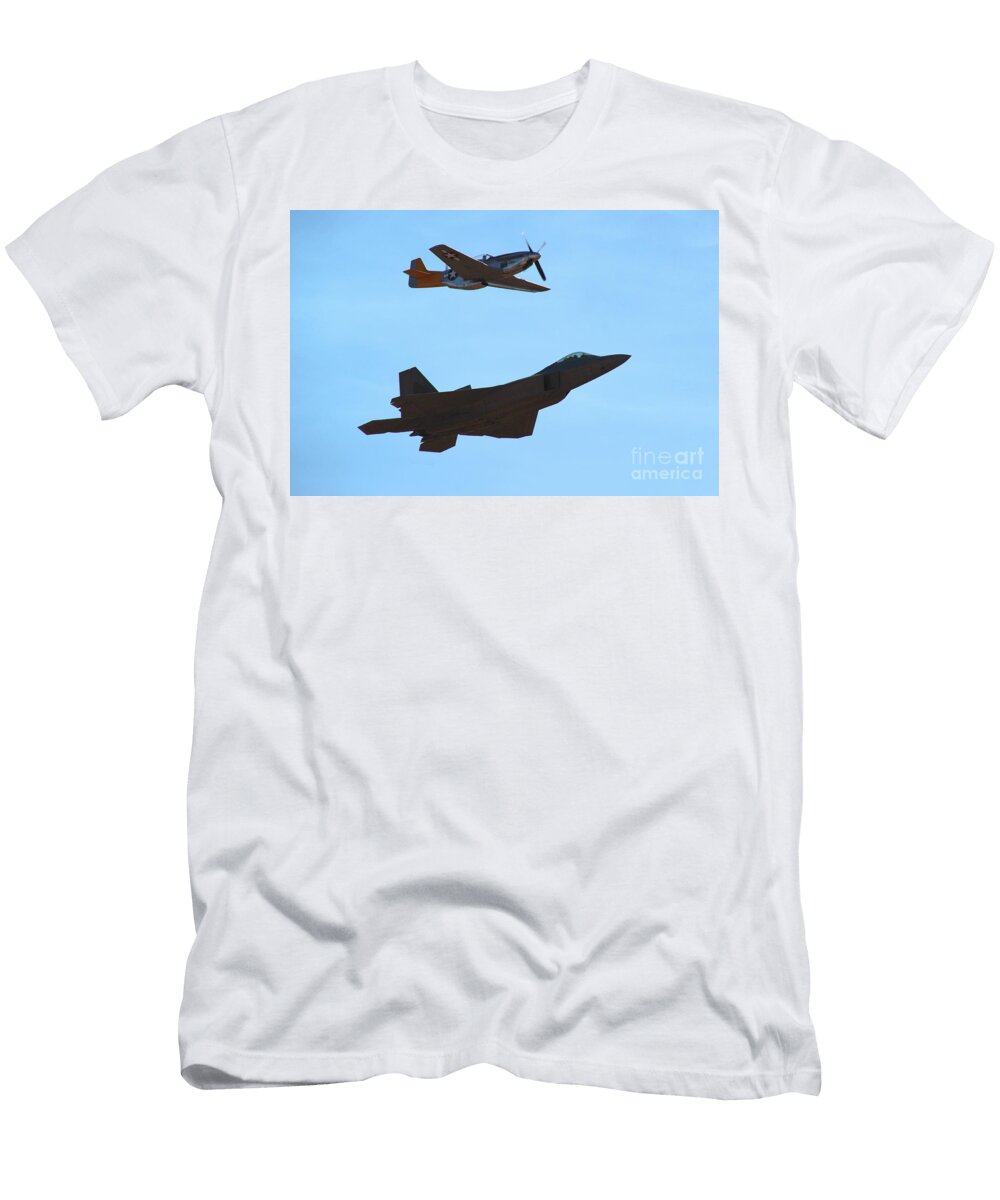 P 51 and F 22 Heritage Flight Wernher Krutein T-Shirt
