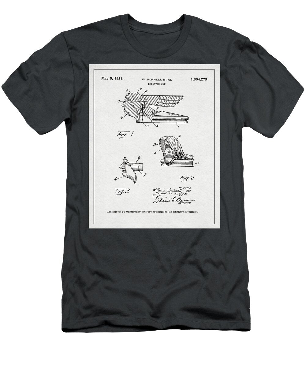 Packard Goddess Hood Ornament Patent Illustration Dale Kincaid T-Shirt