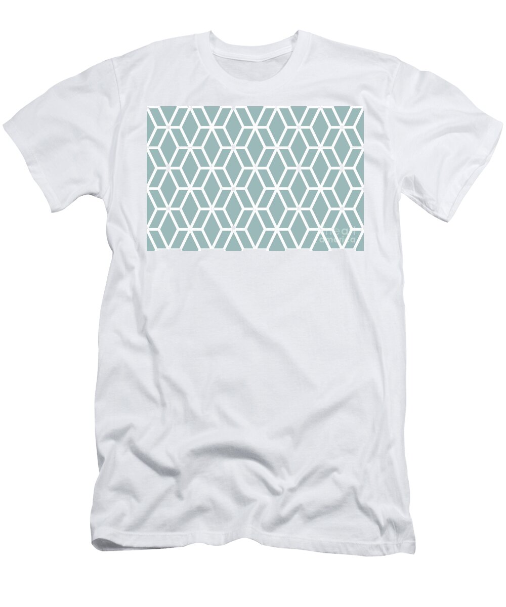 Pale Blue and White Tessellation Line Pattern 16 Petite Pattern Minimal Graphic Designs T-Shirt