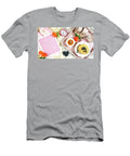 Pancake Breakfast Tray in Bed with Syrup and Blueberries Fruit Flat Lay Milleflore Images T-Shirt