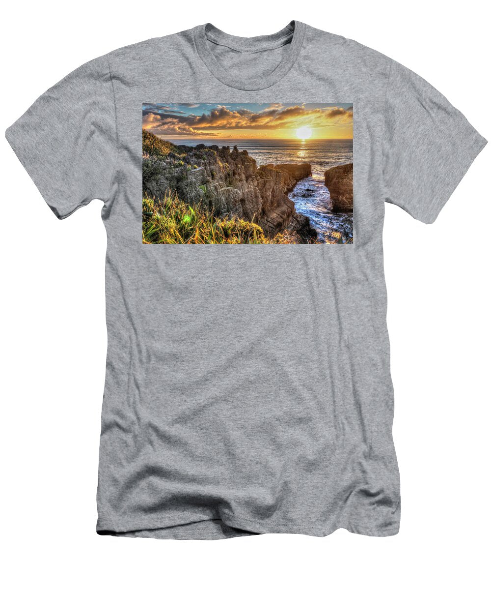 Pancake Rocks At Sunset Bryan Morrison T-Shirt