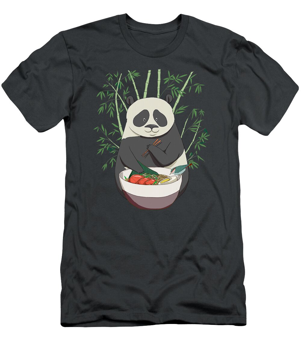 Panda Ramen Bamboo Kawaii Anime Panda Peacock Poek T-Shirt