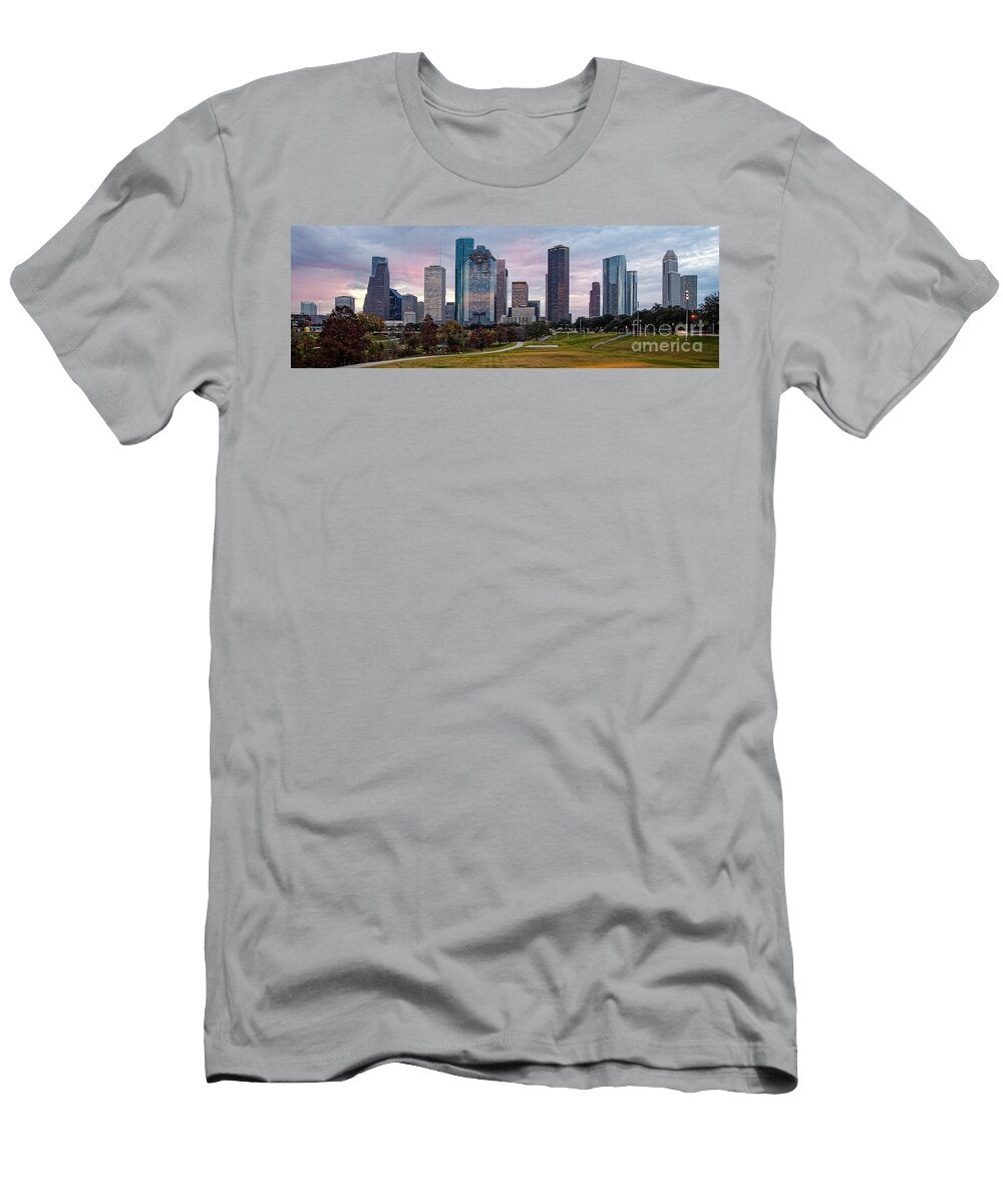 Panorama of Downtown Houston From Eleanor Tinsley Park Houston Texas Silvio Ligutti T-Shirt