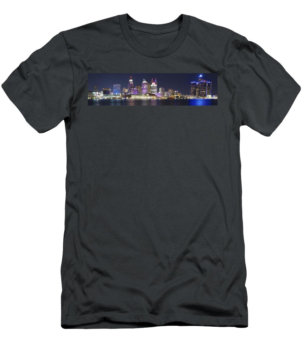 Panoramic Night in Detroit Frozen in Time Fine Art Photography T-Shirt