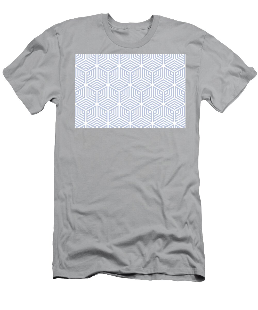 Pastel Blue and White Striped Cube Pattern Pairs De 2022 Trending Color Prim Blue De5898 Petite Pattern Minimal Graphic Designs T-Shirt