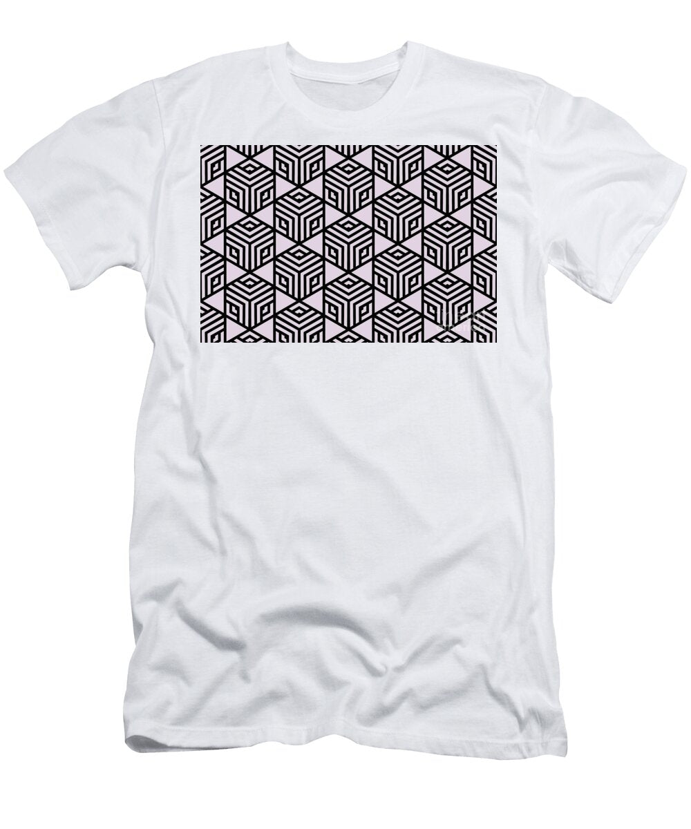 Pastel Purple and Black Stripe Cube Tile Pattern Petite Pattern Minimal Graphic Designs T-Shirt