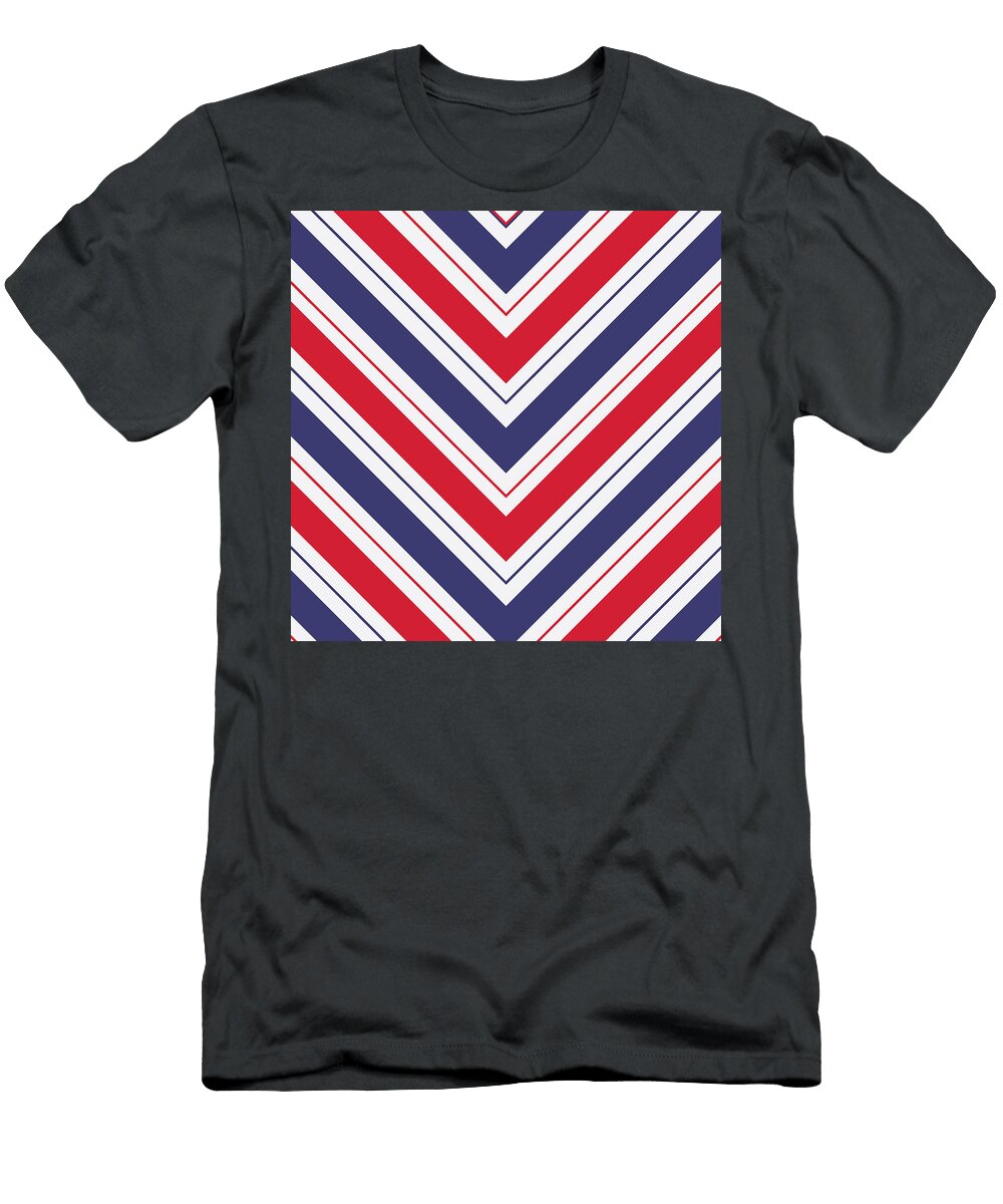 Patriotic Red White and Blue Chevron Stripes Elaine Plesser T-Shirt
