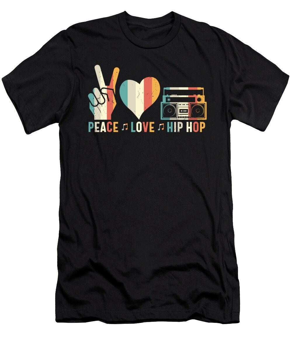 Peace Love Hip Hop 80s Retro Vintage 80s Style Licensed Art T-Shirt