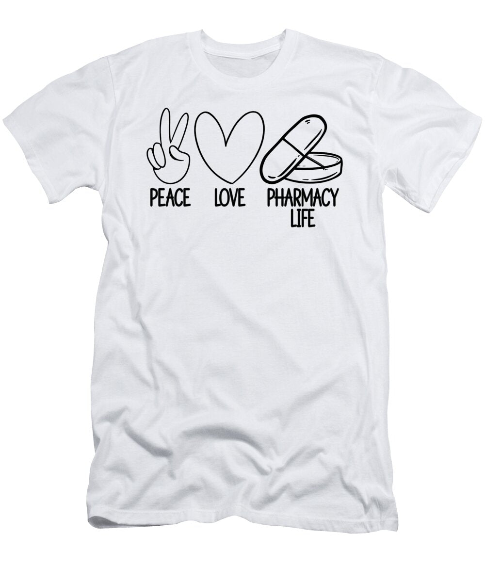 Peace Love Pharmacy Life Tech Pharmacist Medicine Tshirtconcepts Marvin Poppe T-Shirt