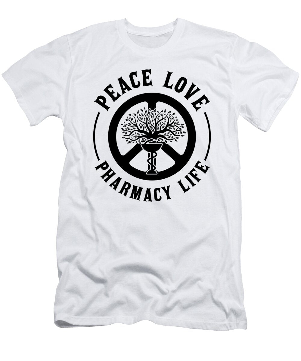 Peace Love Pharmacy Life Technician Pharmacists Tshirtconcepts Marvin Poppe T-Shirt