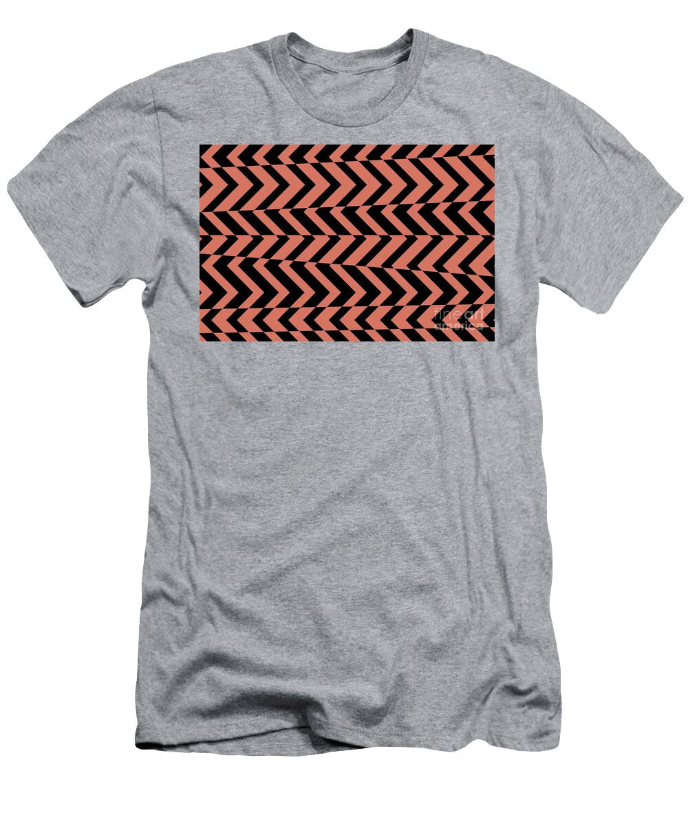 Peach and Black Retro Chevron Stripe Pattern Petite Pattern Minimal Graphic Designs T-Shirt
