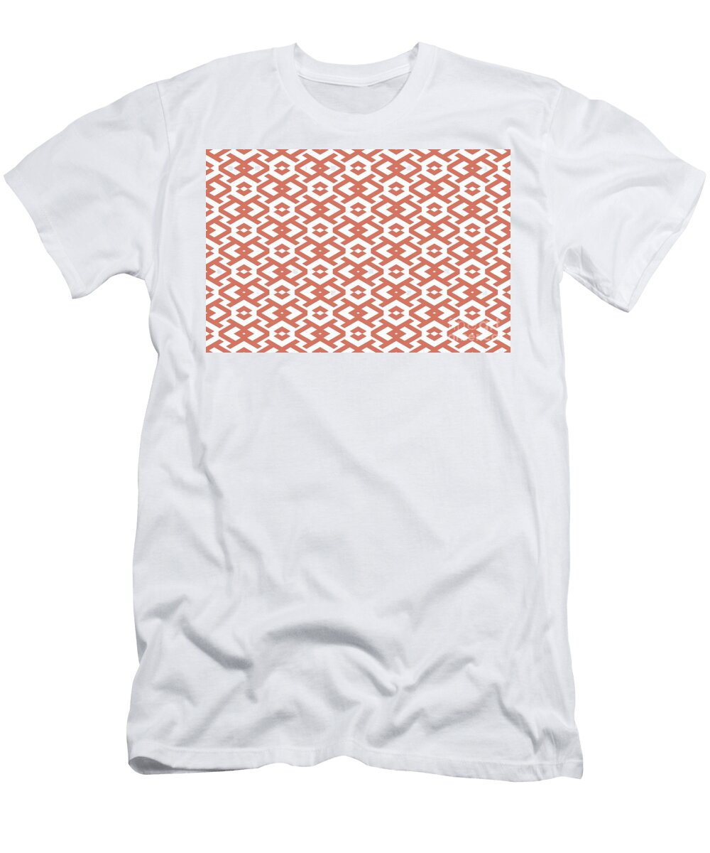 Peach and White Art Deco Geometric Shape Pattern Petite Pattern Minimal Graphic Designs T-Shirt