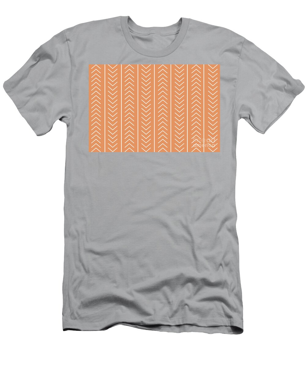 Peach and White Modern Stripe Chevron Pattern Apricot Crush 024 65 27 2024 Trending Shades Petite Patterns T-Shirt