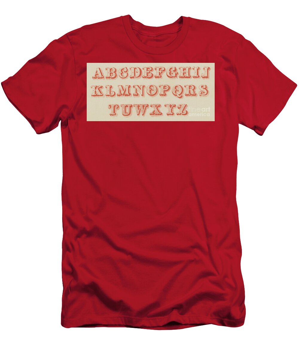Pearl Letter Red Font English School T-Shirt