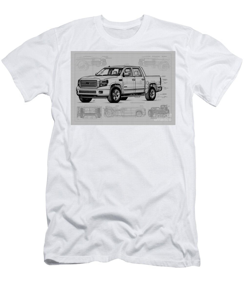 Pencil Sketch Geometric Vehicle Yukon Car Gmc Auto Minimal Monochrome Clint Mclaughlin T-Shirt