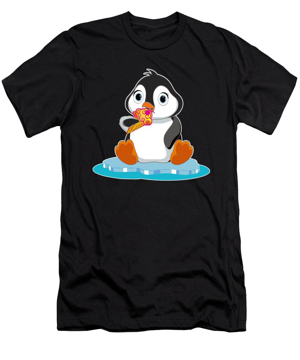 Penguin with Ice Cream Cartoon Summer Cartoon Gift Muc Designs T-Shirt