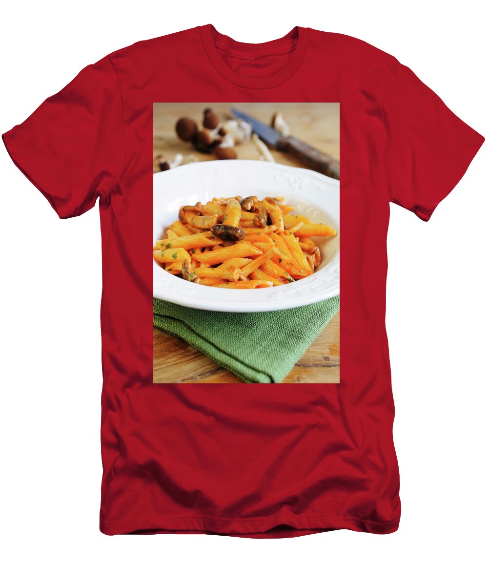 Penne with Wild Mushrooms and a Creamy Tomato Sauce Mario Matassa T-Shirt