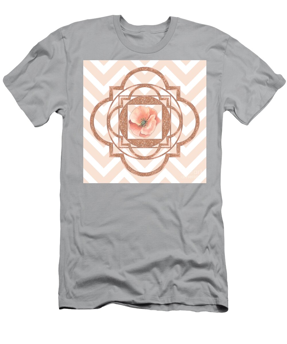 Persian Poppy Rose Gold Quatrefoil Chevron Tina Lavoie T-Shirt